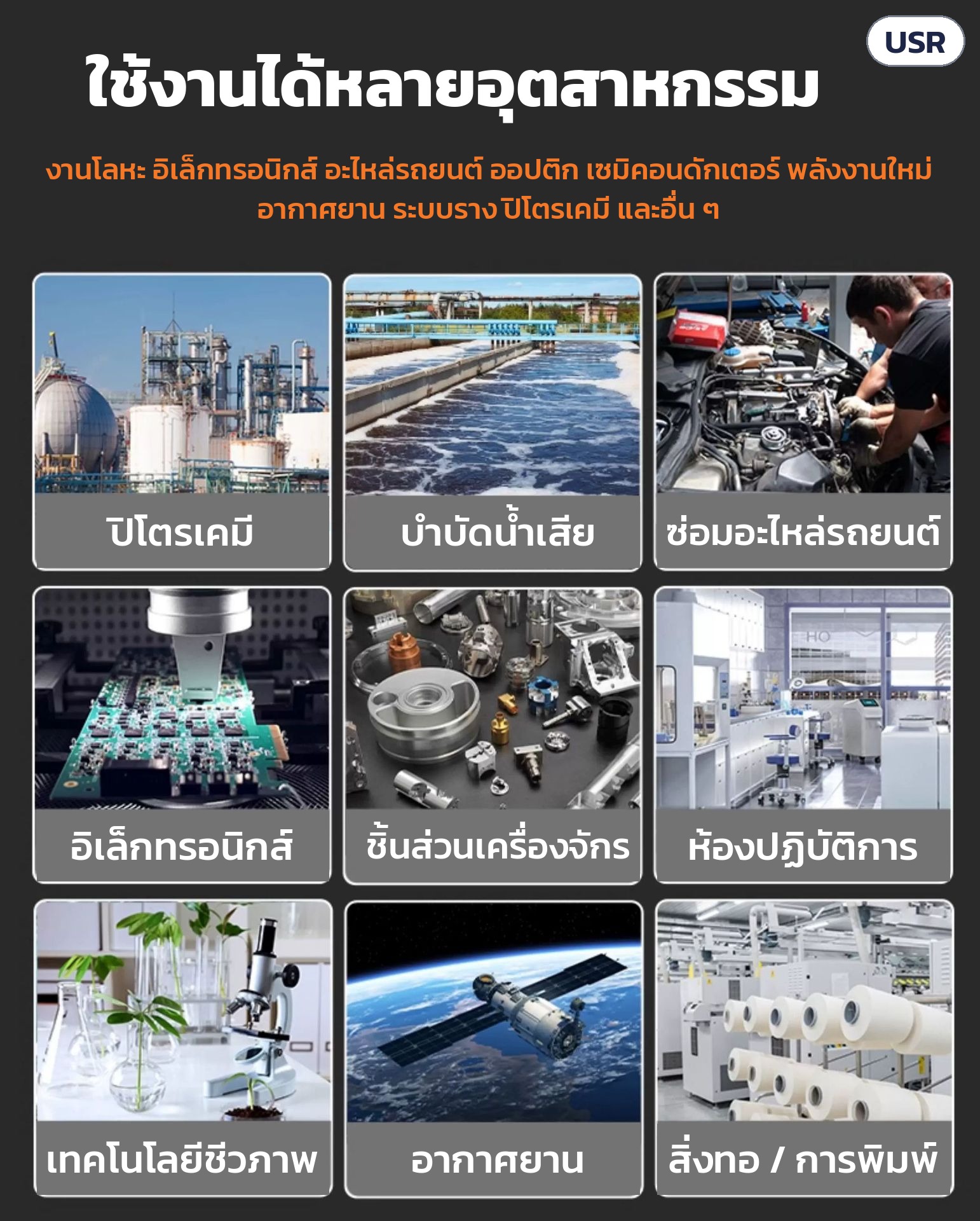 แท่งอัลตราโซนิคแบบจุ่ม 150–1050W USR-GH – ใช้งานได้หลายอุตสาหกรรม: ปิโตรเคมี บำบัดน้ำเสีย อะไหล่รถยนต์ อิเล็กทรอนิกส์ ชิ้นส่วนเครื่องจักร ห้องปฏิบัติการ ชีวภาพ