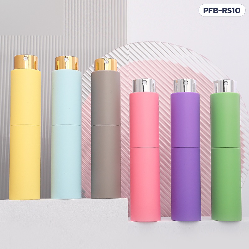 ขวดสเปรย์น้ำหอมพกพา แบบหมุน 10 มล. 10 สี หัวเงิน/ทอง PFB-RS10 – ขวดสเปรย์น้ำหอมพกพาแบบหมุน 10 มล. สีพาสเทลผิวด้าน หัวสเปรย์สีทองและสีเงิน