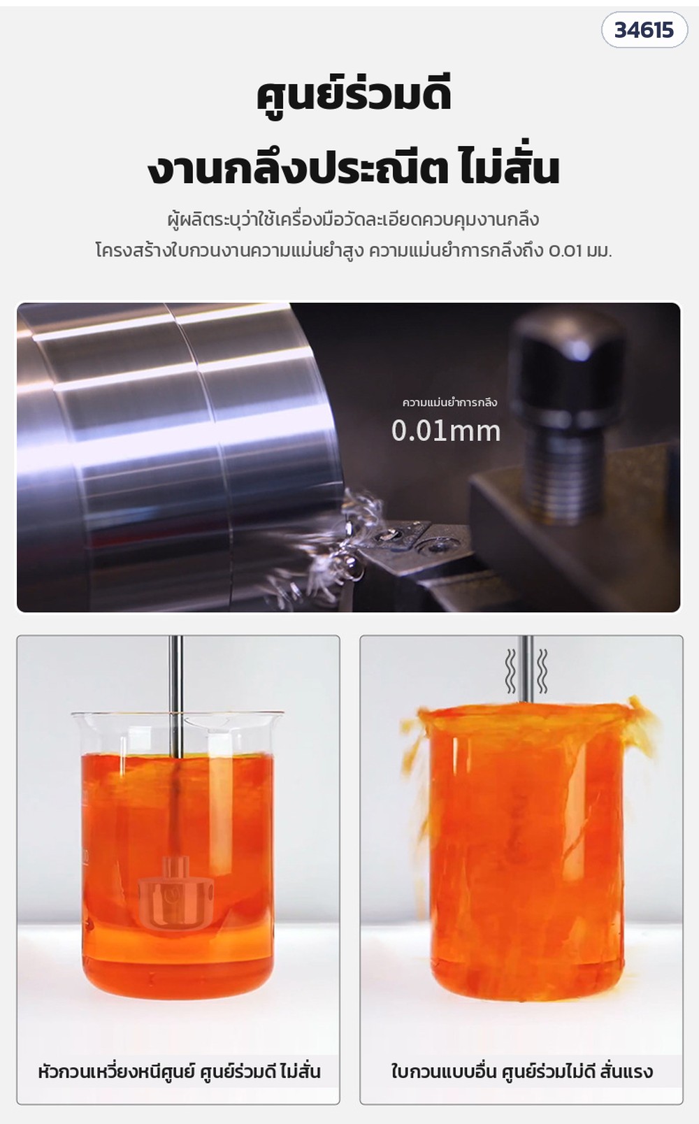 ใบกวนไร้ใบพัดเหวี่ยงหนีศูนย์ สแตนเลส 304 – ศูนย์ร่วมดี งานกลึงประณีต ไม่สั่น ความแม่นยำการกลึงถึง 0.01 มม.