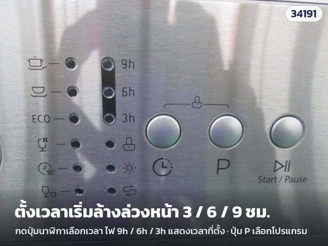 เครื่องล้างจานกึ่งบิวท์อิน 14 ชุด DW-SB14 – ตั้งเวลาเริ่มล้างล่วงหน้า 3 / 6 / 9 ชม. มีไฟแสดงเวลาที่ตั้งบนแผง