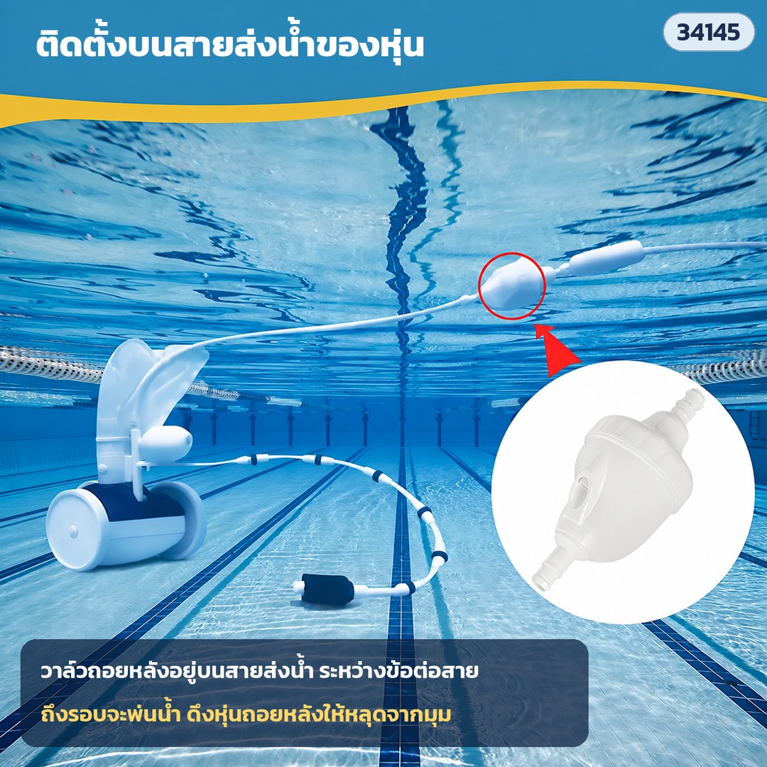 ตำแหน่งติดตั้ง: วาล์วถอยหลัง G52 อยู่บนสายส่งน้ำของหุ่นดูดตะกอนแบบแรงดัน (ภาพประกอบ · หุ่นและสายในภาพไม่รวมในชุด)