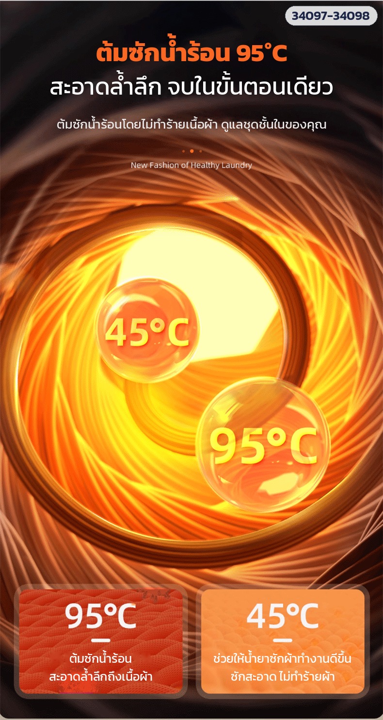 เครื่องซักชุดชั้นในมินิ – ต้มซักน้ำร้อน 95°C และซักน้ำร้อน 45°C ช่วยให้น้ำยาซักผ้าทำงานดีขึ้น