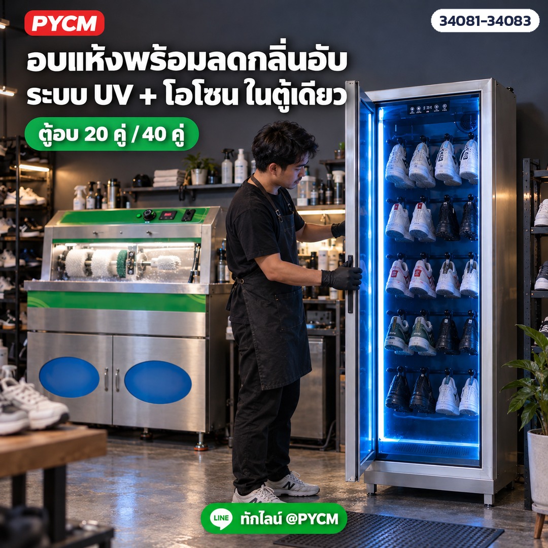 ตู้อบรองเท้า อบแห้งพร้อมลดกลิ่นอับ ระบบ UV + โอโซน