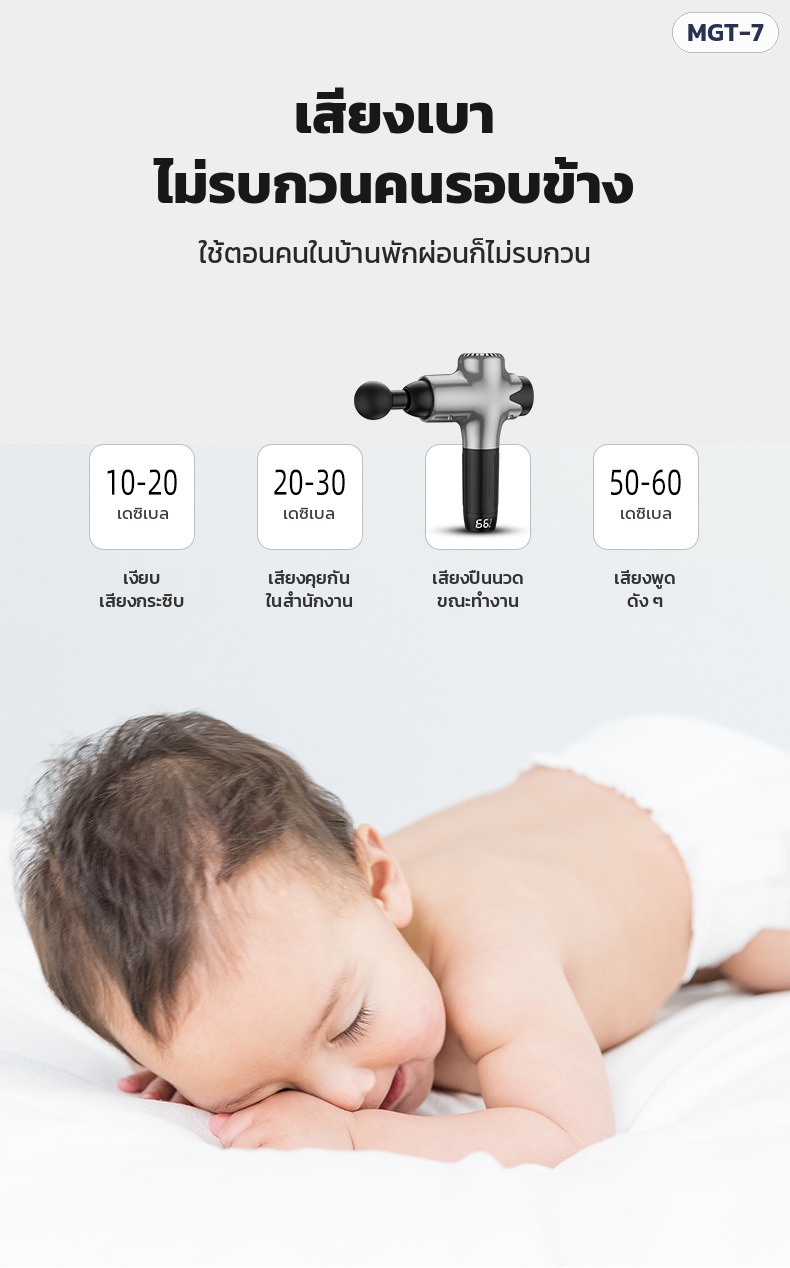 ปืนนวดกล้ามเนื้อ MGT-7 – เสียงเบา ไม่รบกวนคนรอบข้าง