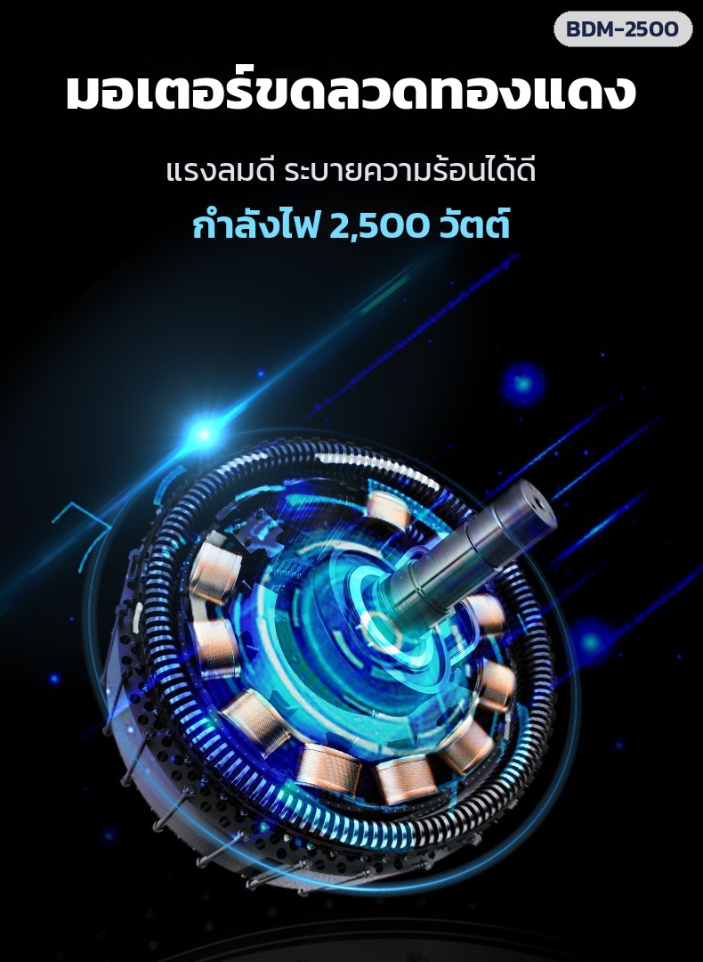 เครื่องเป่าตัวแห้ง – มอเตอร์ขดลวดทองแดง กำลังไฟ 2,500 วัตต์