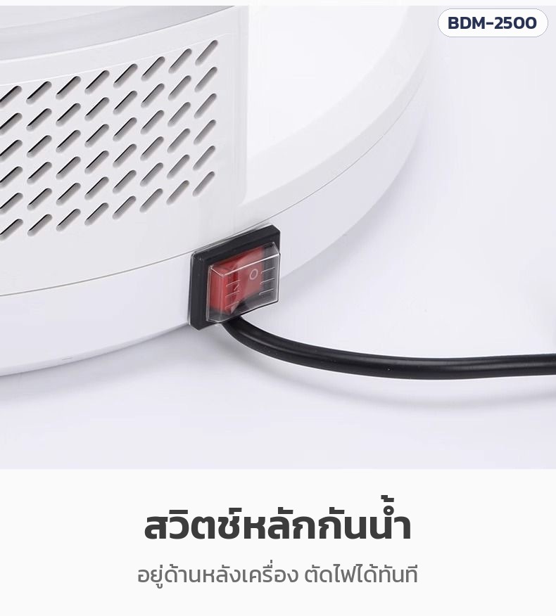 เครื่องเป่าตัวแห้ง – สวิตช์หลักกันน้ำ อยู่ด้านหลังเครื่อง