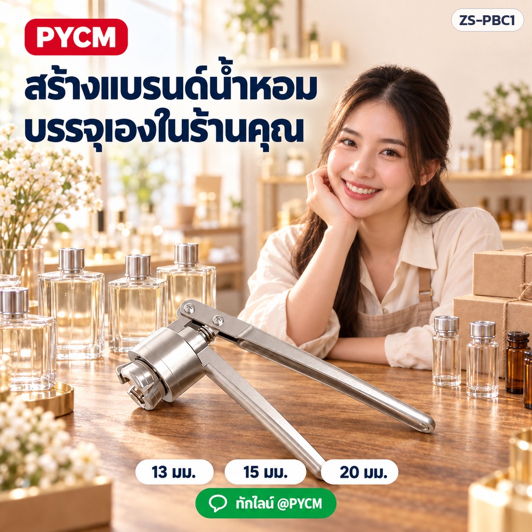 คีมหนีบปิดฝาอะลูมิเนียม ZS-PBC1 – สร้างแบรนด์น้ำหอม บรรจุเองในร้านคุณ — มี 13 / 15 / 20 มม.