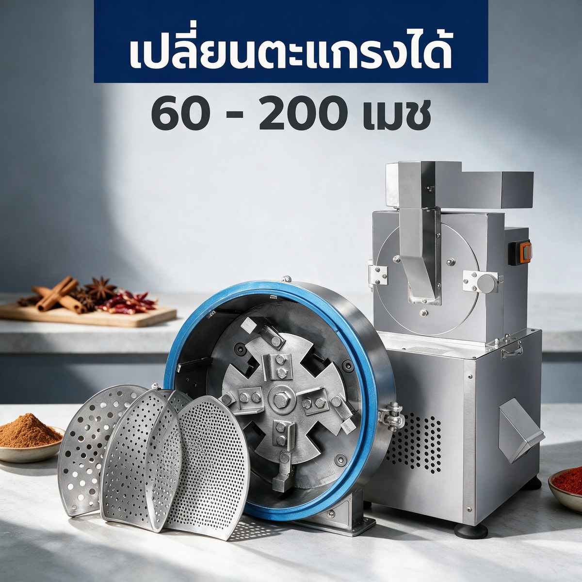 เปลี่ยนตะแกรงปรับความละเอียดได้ 60 ถึง 200 เมช