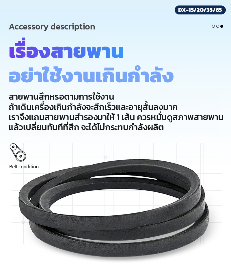 สายพานขับกำลัง มีสายพานสำรองแถมมาให้ 1 เส้น