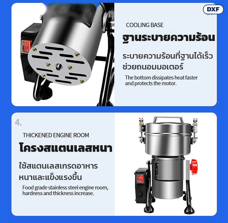 ฐานระบายความร้อนช่วยถนอมมอเตอร์ และโครงสแตนเลสหนา