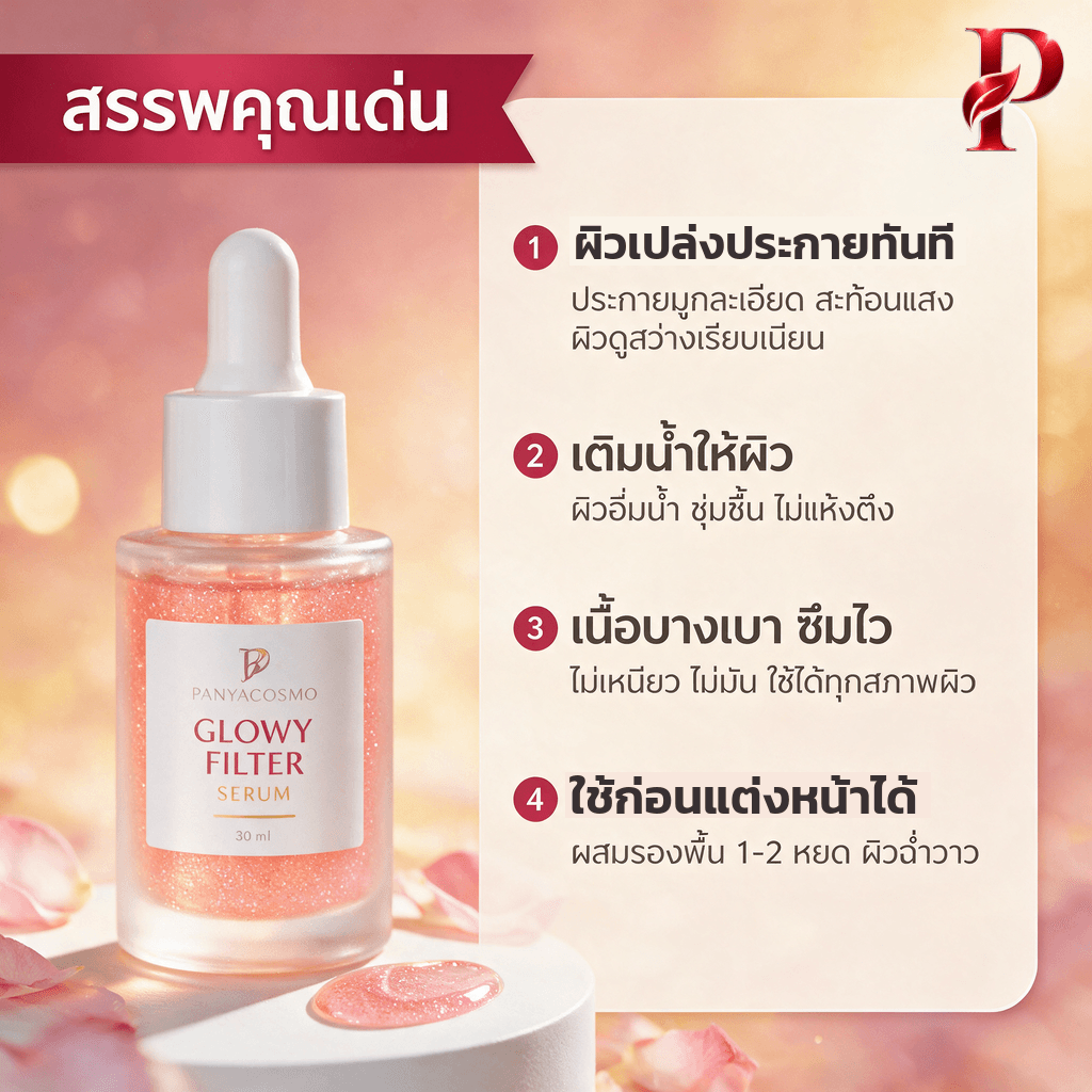 สรรพคุณเด่นเซรั่มฟิลเตอร์ผิวโกลว์ Pcosmo-765