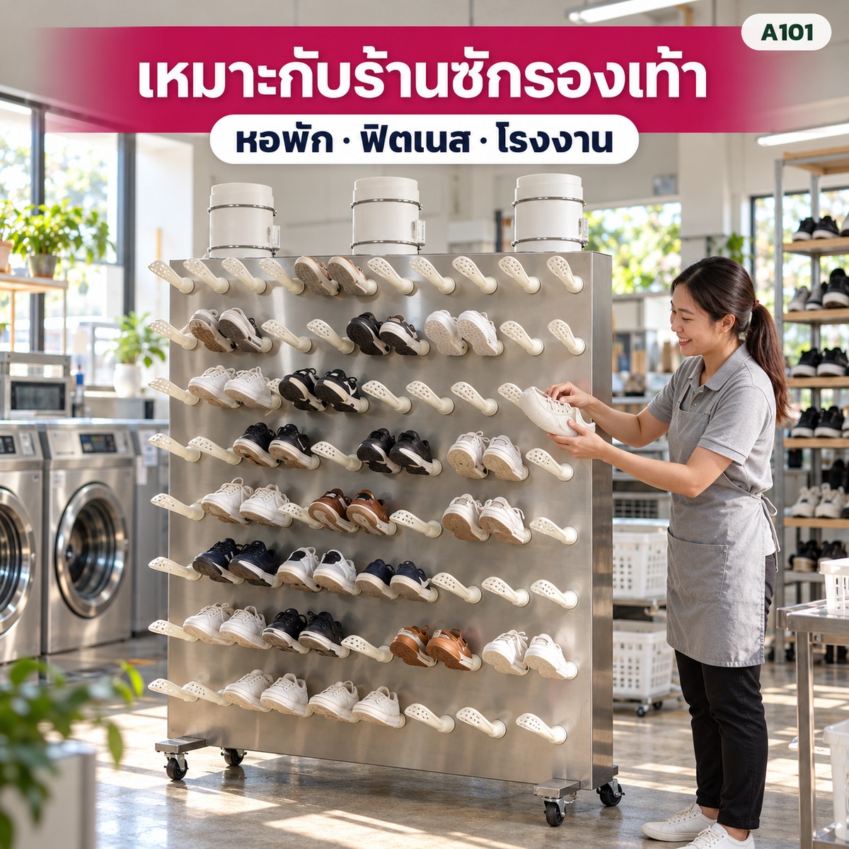 เหมาะกับร้านซักรองเท้า หอพัก ฟิตเนส โรงงาน