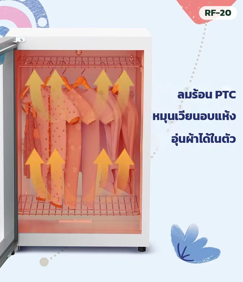 ลมร้อน PTC หมุนเวียนอบแห้ง อุ่นผ้าได้ในตัว