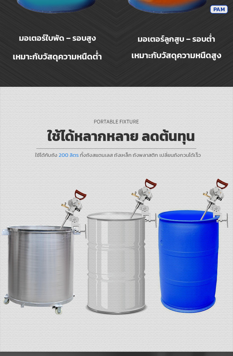 ใช้ได้กับถังสแตนเลส ถังเหล็ก และถังพลาสติก 200 ลิตร เปลี่ยนถังได้เร็ว