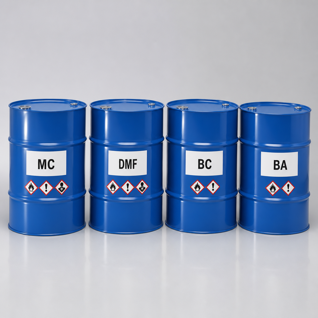 ถังตัวทำละลาย MC, DMF, BC และ BA เรียงสี่ใบ