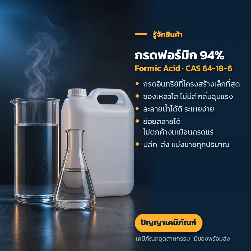 กรดฟอร์มิก 94% Formic Acid CAS 64-18-6 ของเหลวใสไม่มีสี รหัส 12900