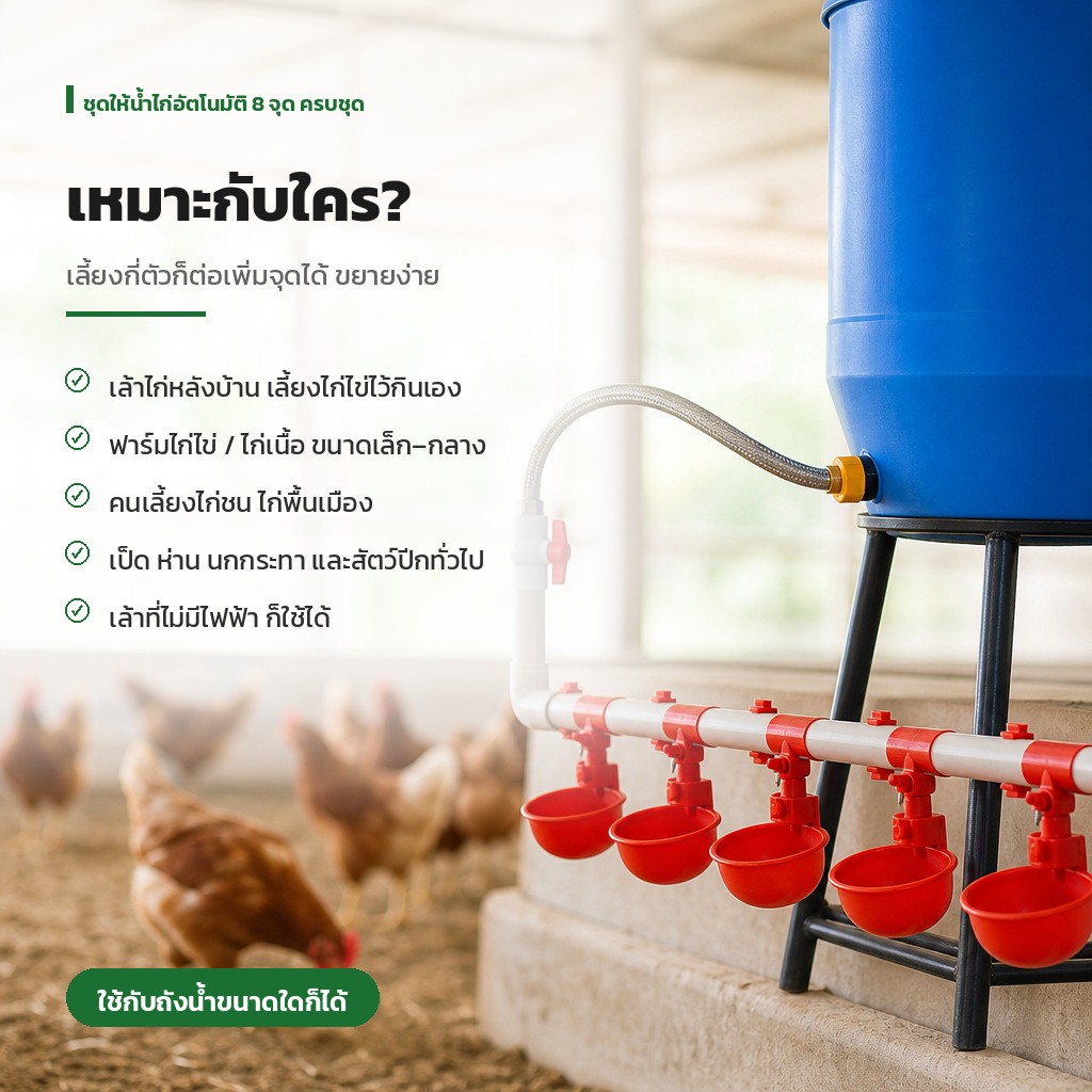 เหมาะกับเล้าไก่หลังบ้านและฟาร์มขนาดเล็กถึงกลาง