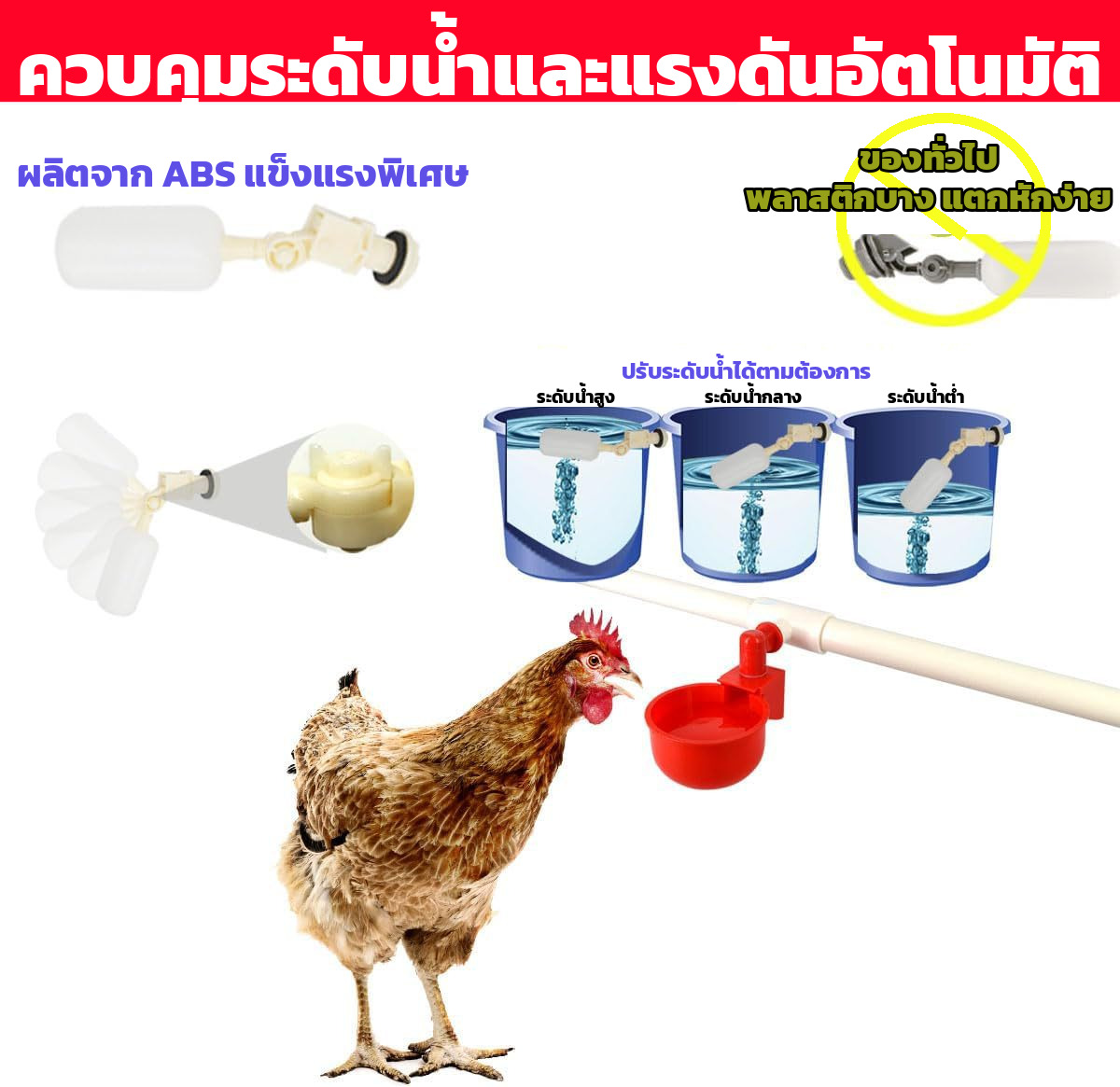 ควบคุมระดับน้ำและแรงดันอัตโนมัติ ปรับได้ 3 ระดับ