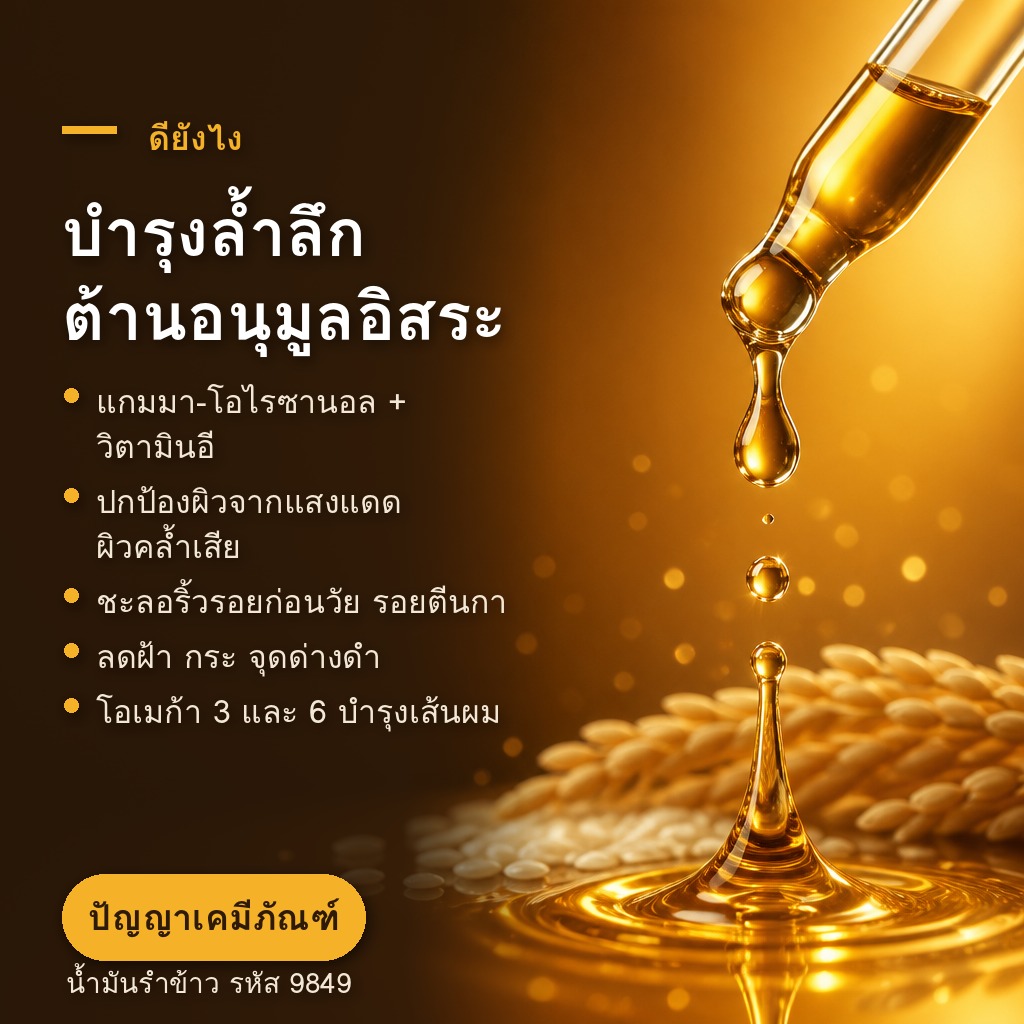 น้ำมันรำข้าว แกมมาโอไรซานอล วิตามินอี บำรุงล้ำลึก