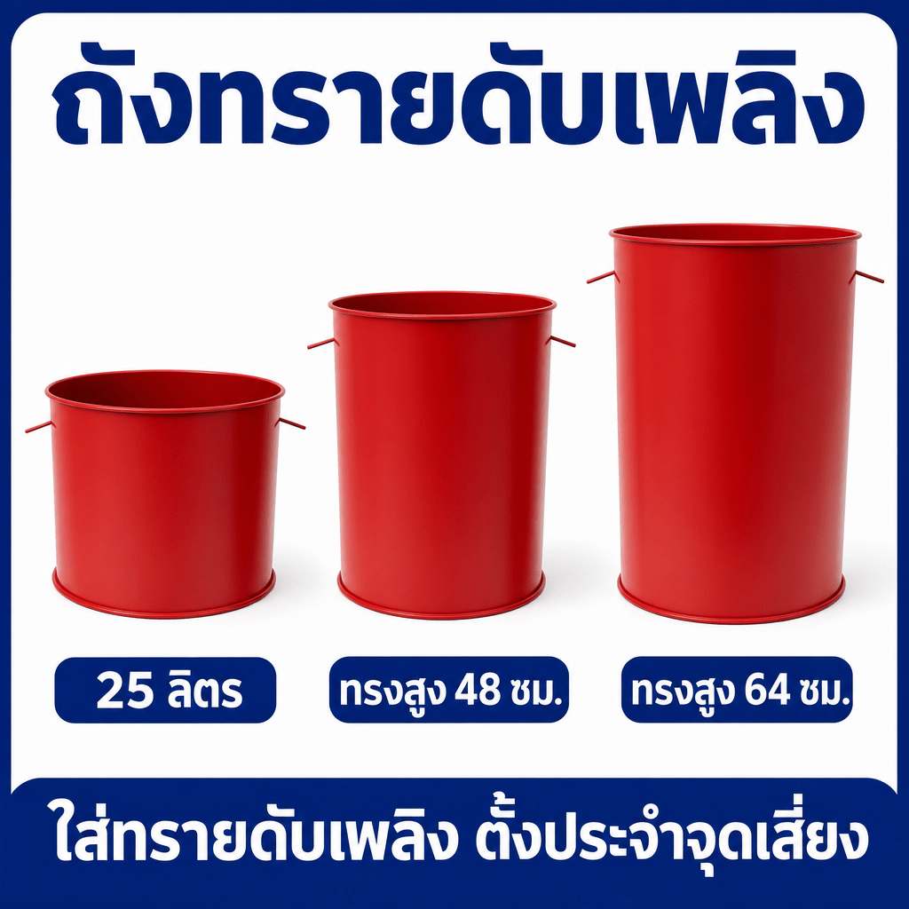 ถังทรายดับเพลิง เหล็กหนา 25 / 115 / 160 ลิตร (Fire Sand Bucket) 5 แบบ