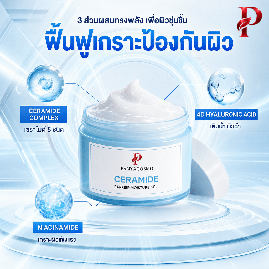 ปัญญาคอสโม เซราไมด์ แบริเออร์ มอยส์เจอร์ เจล | รับผลิตเจลบำรุงเซราไมด์ 5X สร้างแบรนด์ OEM