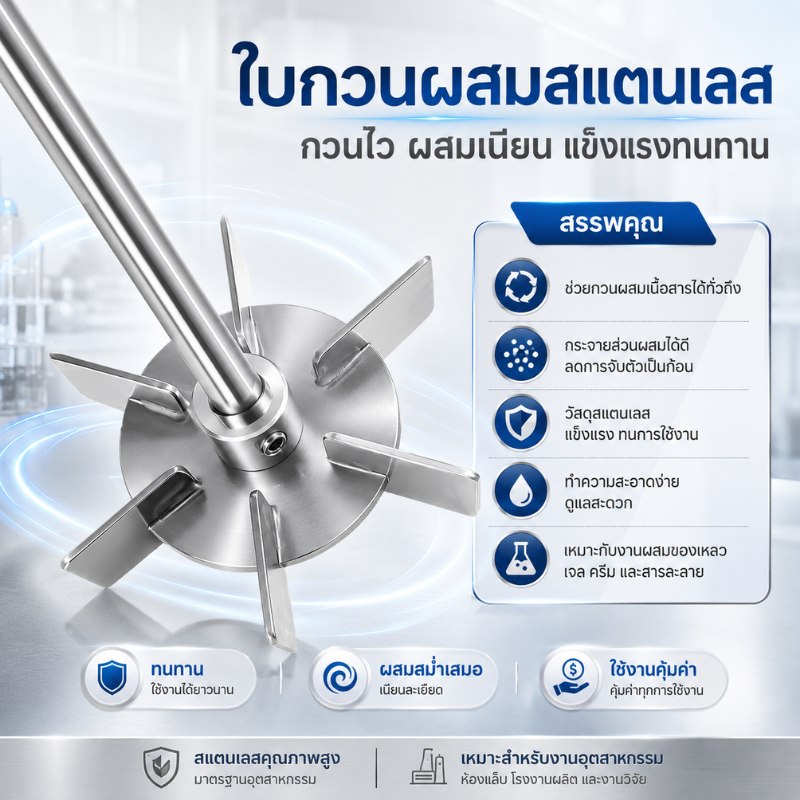 หัวปั่นเทอร์ไบน์ 6 ใบ สแตนเลส 304 ใบตรง/ใบเอียง