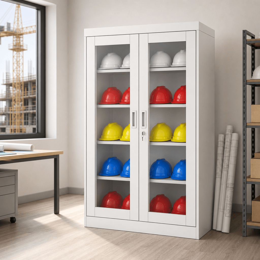 ตู้เก็บหมวกนิรภัย บานกระจก (Safety Helmet Cabinet)
