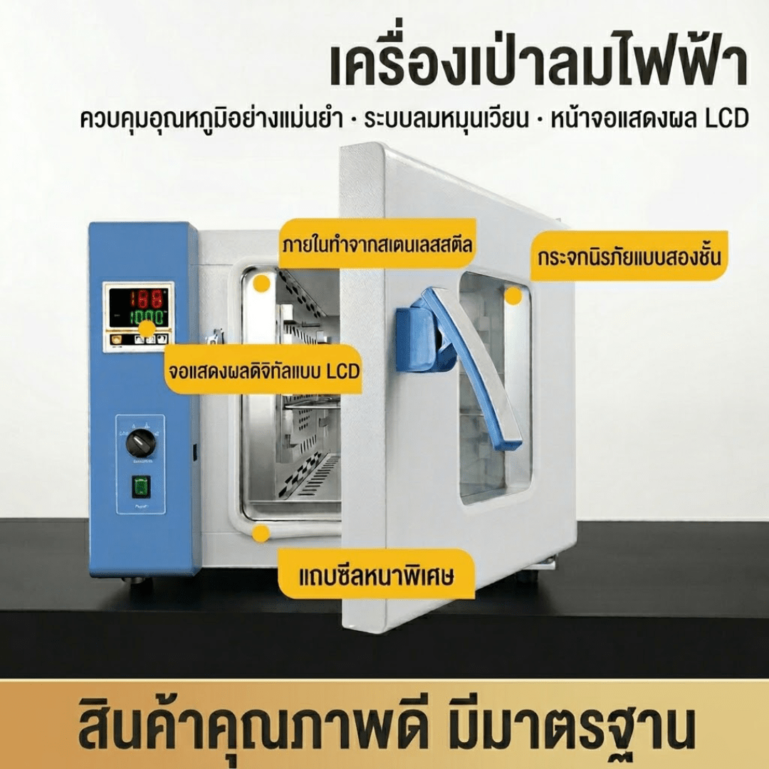 ตู้อบเป่าลมร้อนไฟฟ้า (Blast Drying Oven) เกรดอุตสาหกรรมและห้องแลบ – รายละเอียด 1