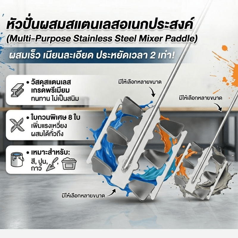 หัวปั่นสารชนิดกรอบ (ใบพัด 6 ใบ) สแตนเลสเกรดพรีเมียม SUS316 A6 – รายละเอียด 2