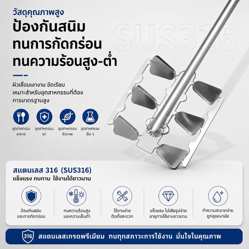 หัวปั่นสารชนิดกรอบ (ใบพัด 6 ใบ) สแตนเลสเกรดพรีเมียม SUS316 A6 – รายละเอียด 13