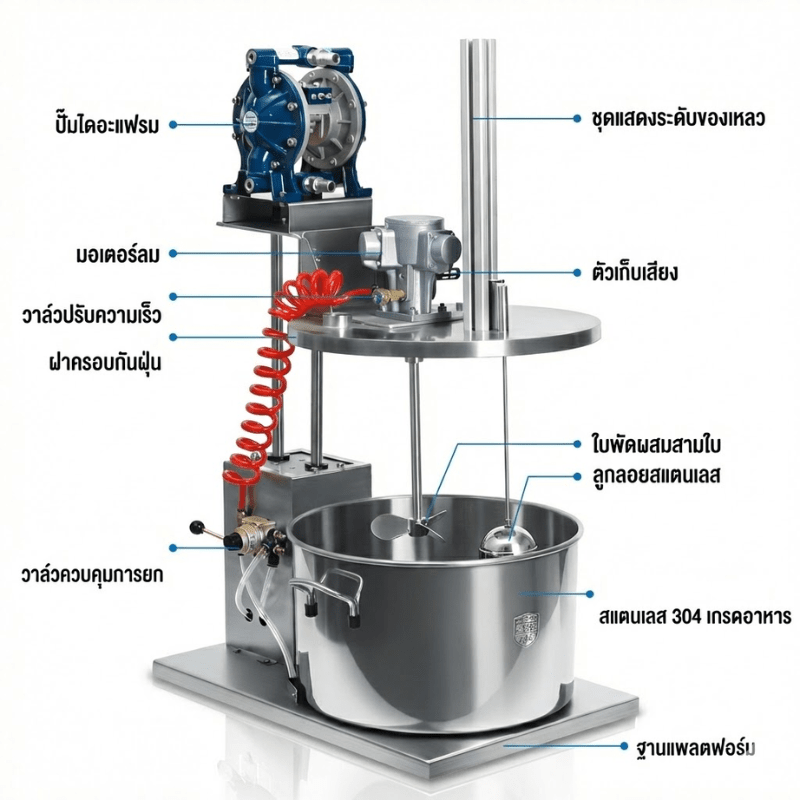 เครื่องกวนผสมสีและของเหลวระบบลม (Pneumatic Mixing Station) – รายละเอียด 13