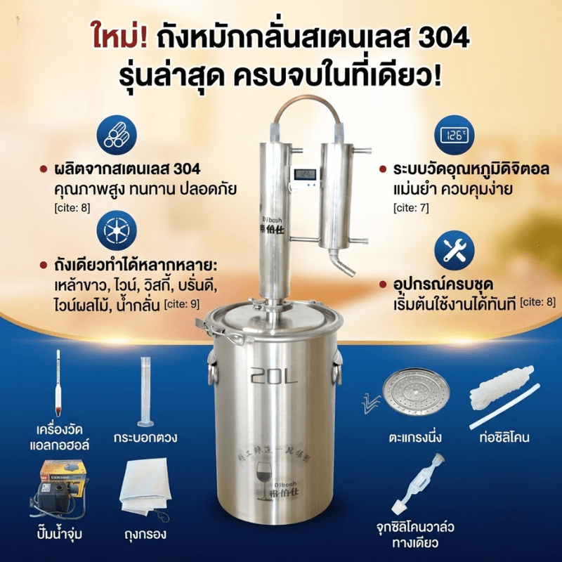 ชุดเดียวจบ! Home Distillery &amp; Fermentation Kit ZQL เครื่องกลั่น – รายละเอียด 26