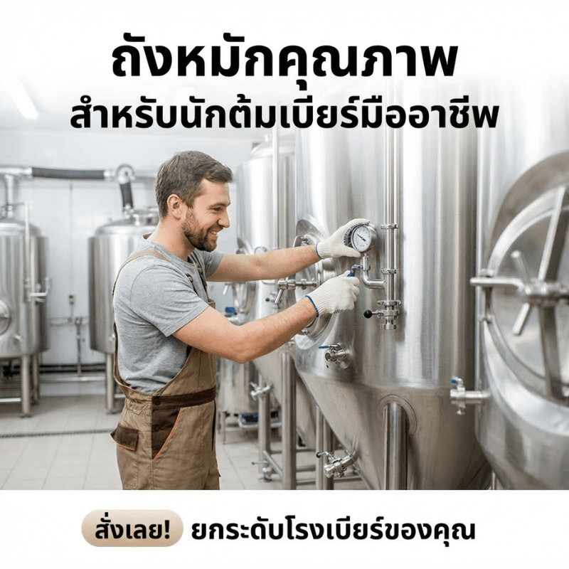 ถังหมักเบียร์สแตนเลส 304 ทรงกรวย ขนาด 1,000 ลิตร (1 ตัน – รายละเอียด 3