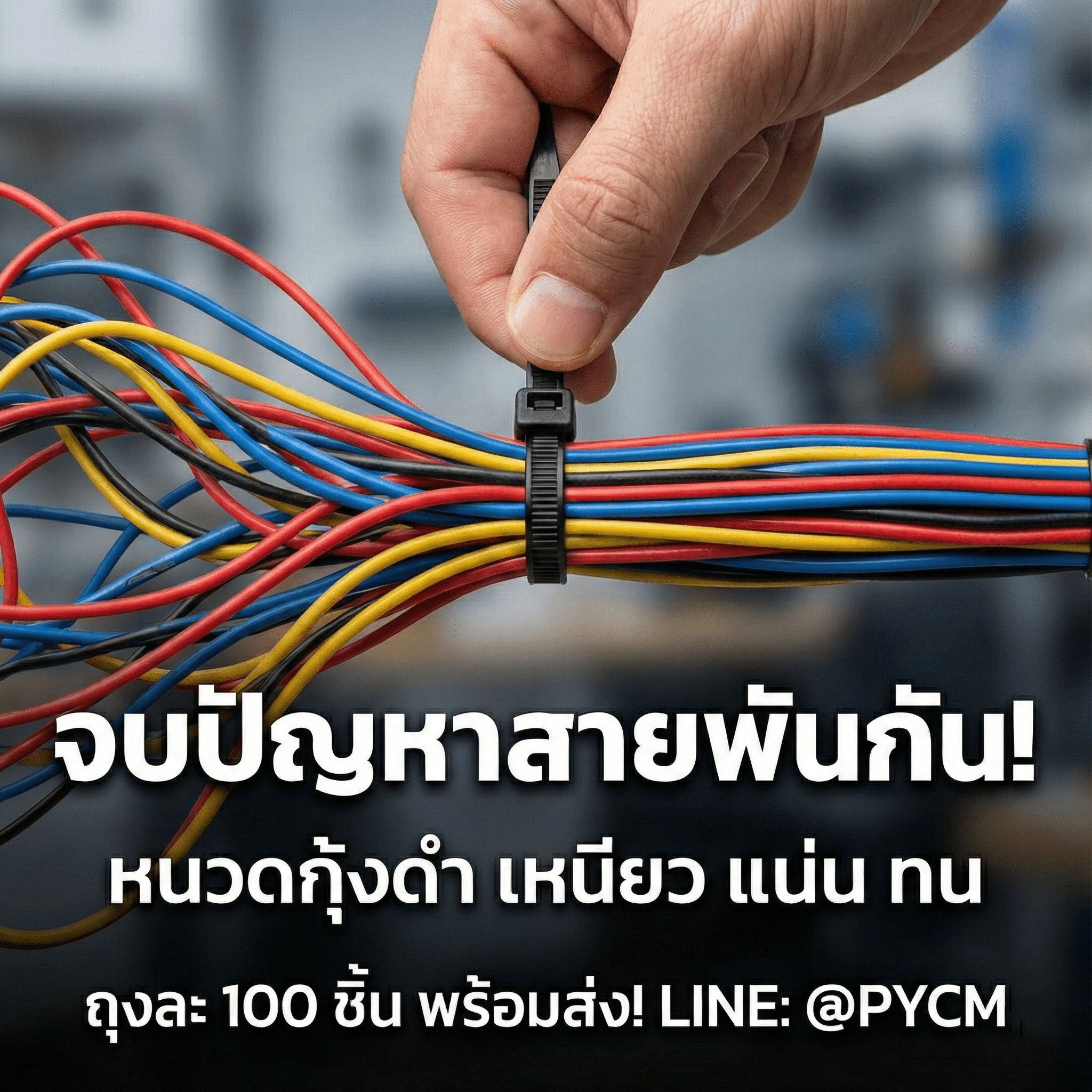 เคเบิ้ลไทร์ (Cable Tie) หรือ หนวดกุ้งดำ พร้อมส่ง ถุงล่ะ 100 ชิ้น