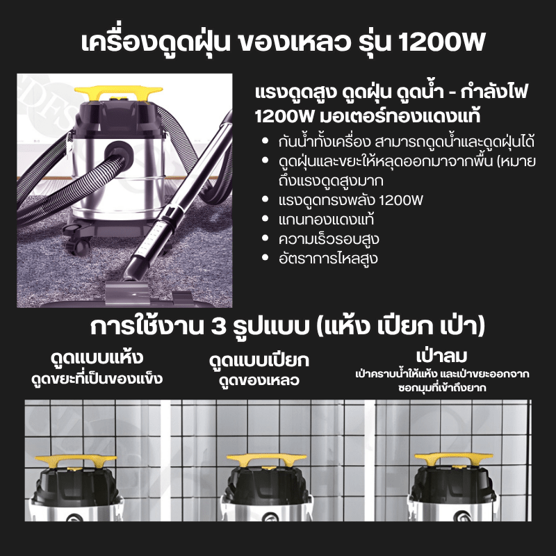 เครื่องดูดฝุ่น-ดูดของเหลว - Wet Vacuum Cleaner – รายละเอียด 11